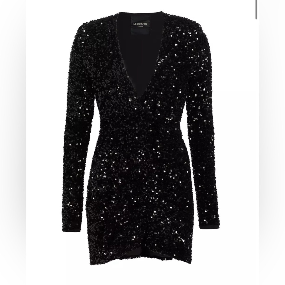 Le Superbe Vanity Affair Sequin Minidress in Black size 6 NWT